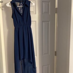 Navy Blue Mesh Back Dress